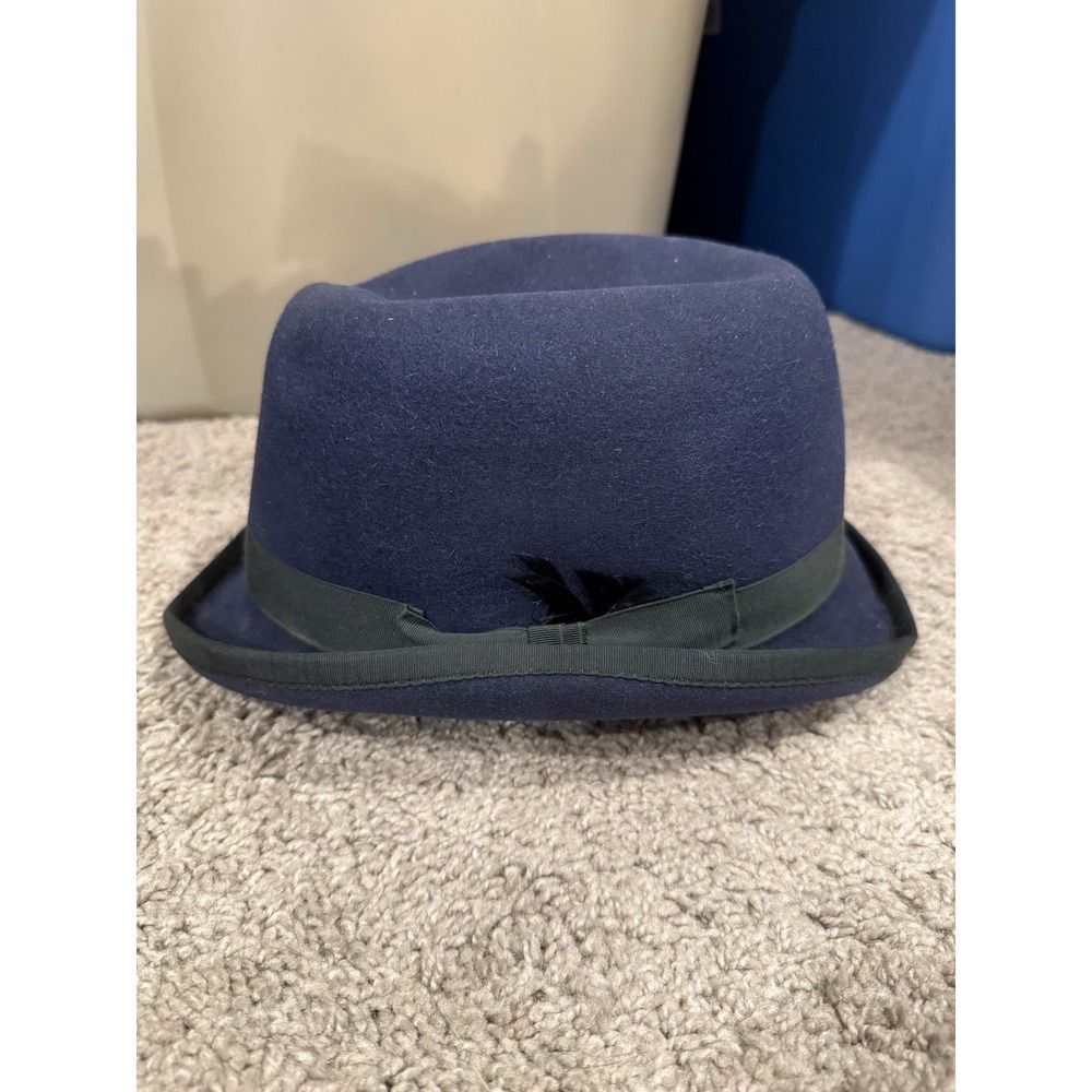 Vintage Le Cheval Men's Navy 5X Beaver Fur Fedora Hat - Size 7